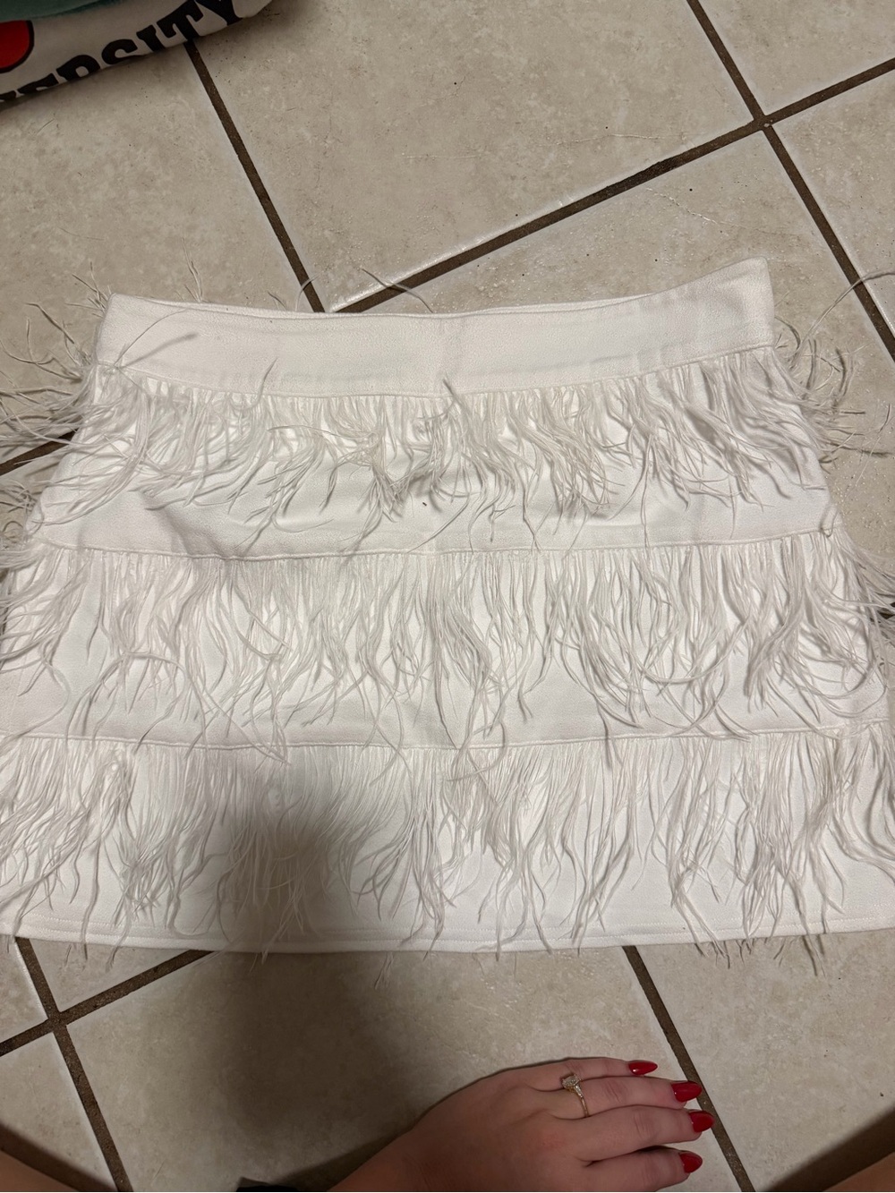 White Feather Tiered Mini Skirt - Women